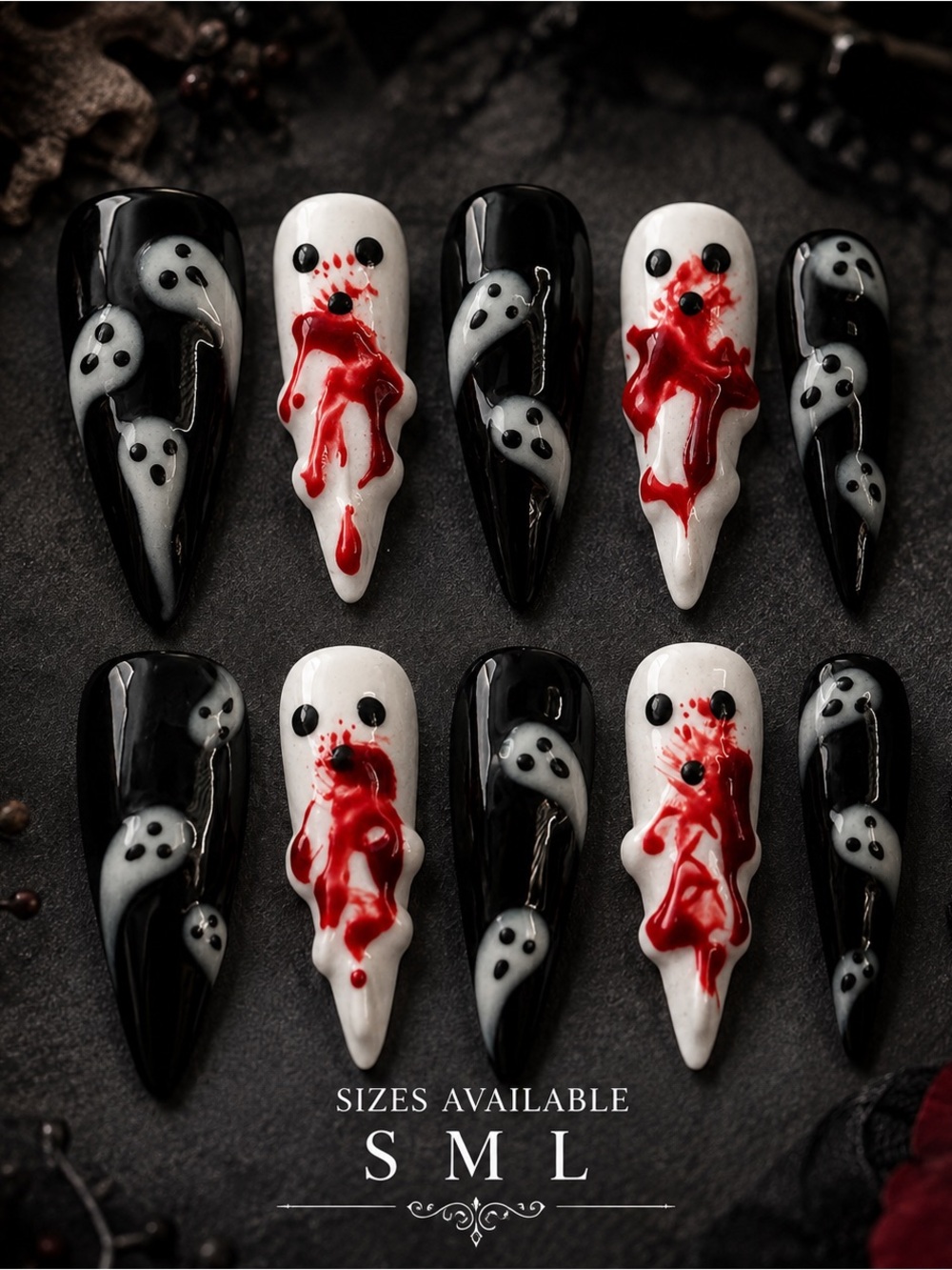 Ghost & Blood Press-On Nails 👻🩸